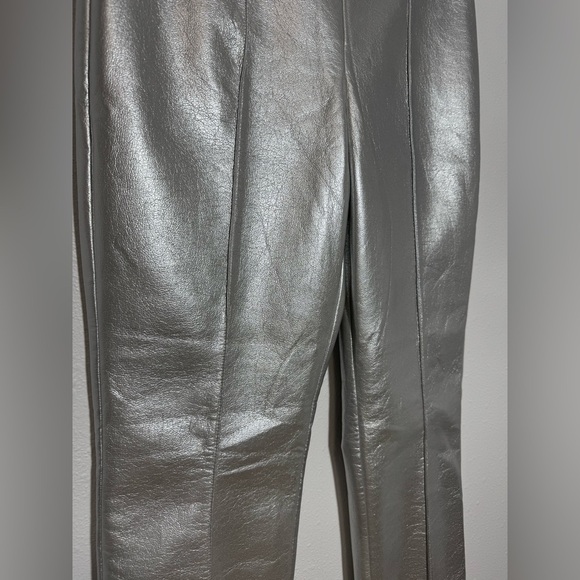 NWT Cynthia Rowley Vegan Leather Cigarette Pants in Silver - Picture 7 of 14